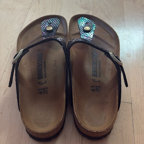 Birkenstock Gizeh Metallic Crocodile Print Sandals | Women’s Size 41 - Picture 4 of 10